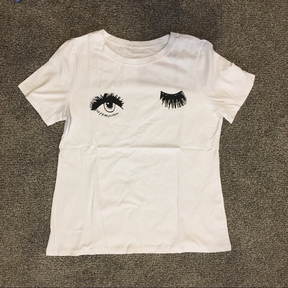 Cute Eyes Wink White T-shirt